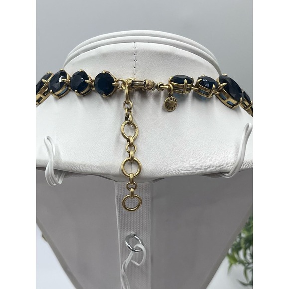 J. Crew Midnight Blue Glitter Floral Rhinestone Waterfall Statement Necklace - Picture 9 of 16